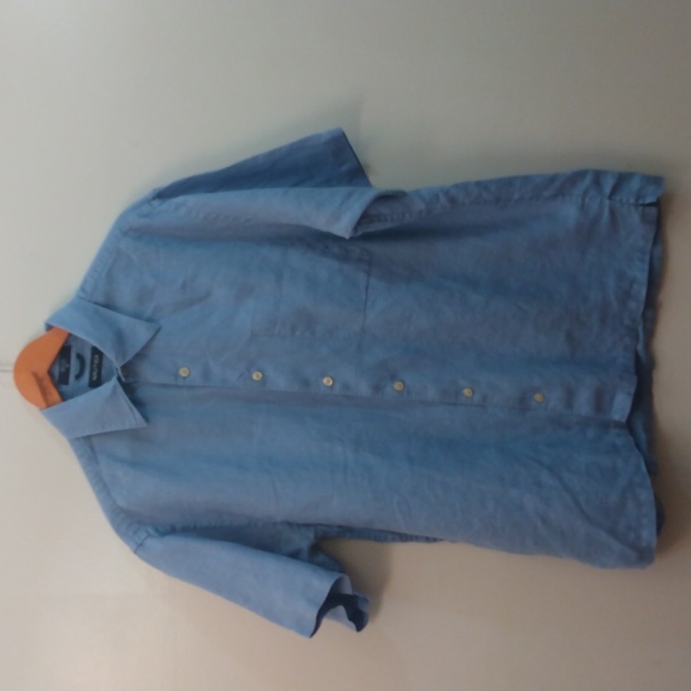 Nautica Blue Linen Summer/Beach Shirt (Medium)